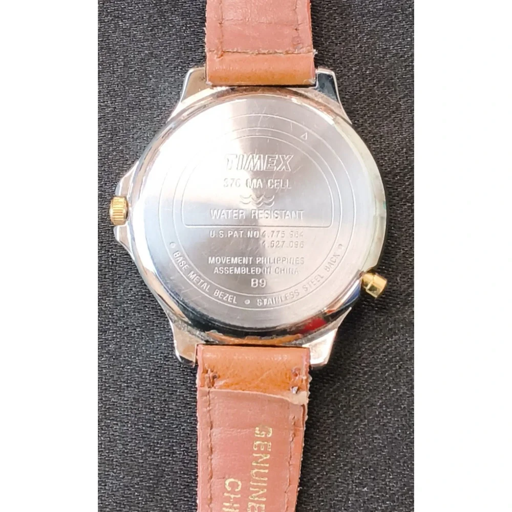 Vintage Timex Indiglo Two Tone Diver Style Women's Watch Brown Band #W5369